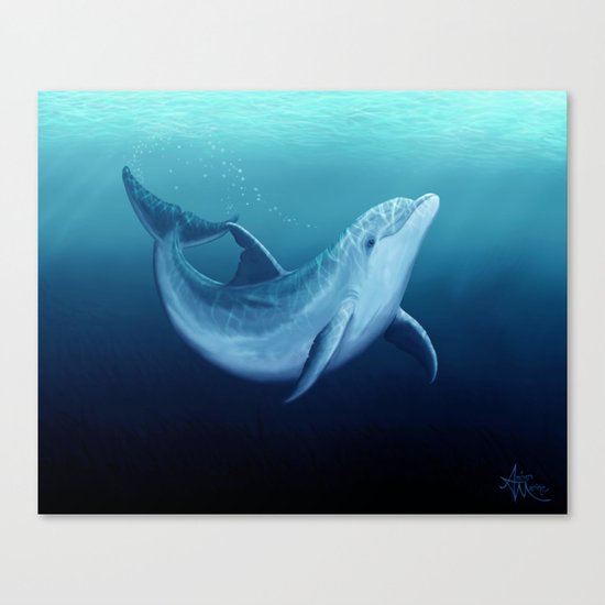 "Riversoul Blue" by Amber Marine ~ Dolphin Art, (c) 2015 Canvas Print