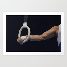 Detail of the hands of male gymnast grabbing the ring Art Print