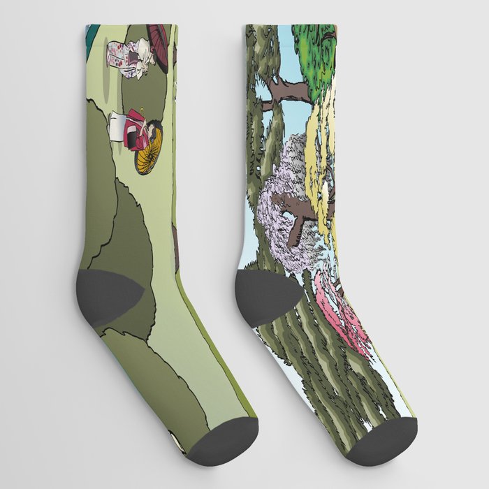 Japan Mural - Color Blue Sky Gradient Socks