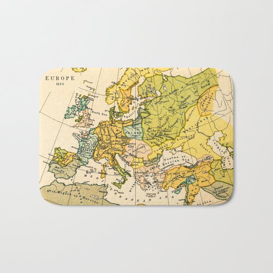 Europe in 1135 - Vintage Map Collection Bath Mat
