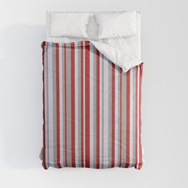 [ Thumbnail: Red, Dark Grey & Lavender Colored Lines Pattern Comforter ]