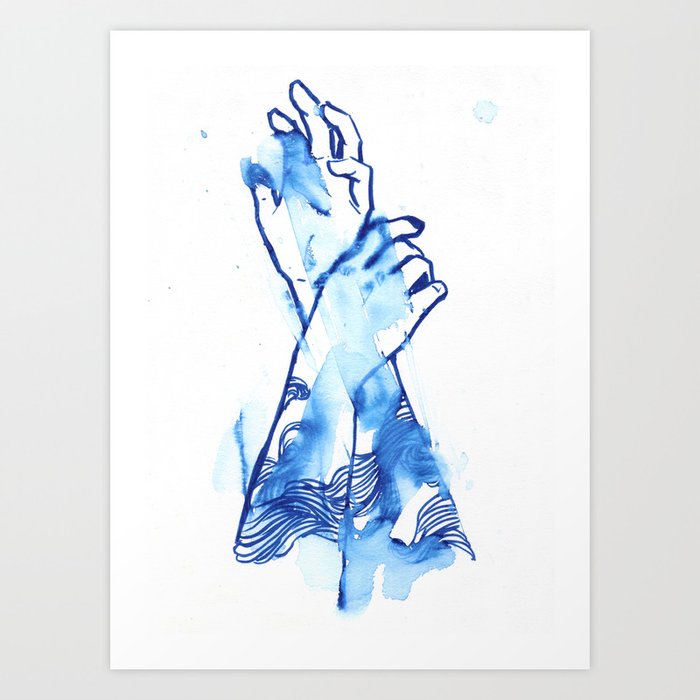 Discover the motif WAVES HANDS II by Agnes Cecile as a print at TOPPOSTER