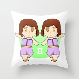 Chibi Gemini Throw Pillow