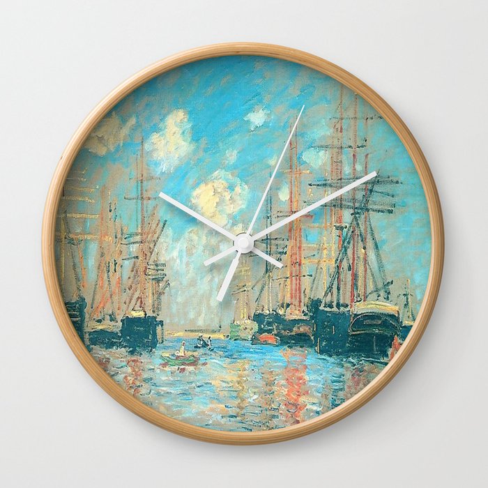Claude Monet - Ships Riding on the Seine at Rouen  Wall Clock