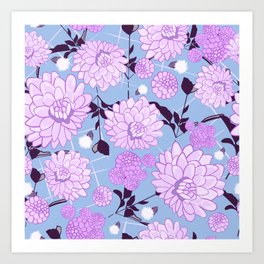 Soft calming lilac spring florals design Art Print