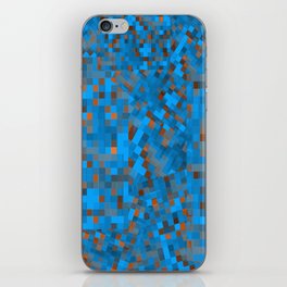 geometric pixel square pattern abstract background in blue brown iPhone Skin