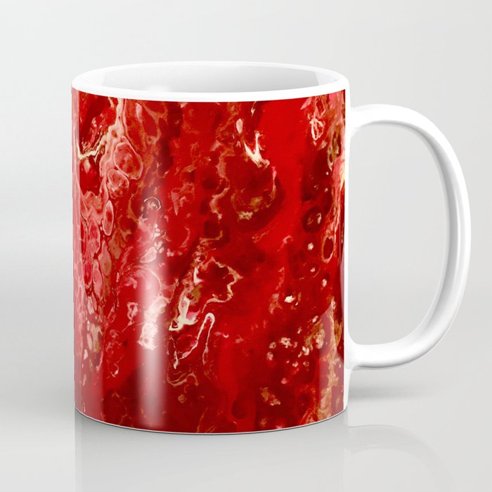 Bright Red Acrylic Pour Painting Coffee Mug By Artaddiction45