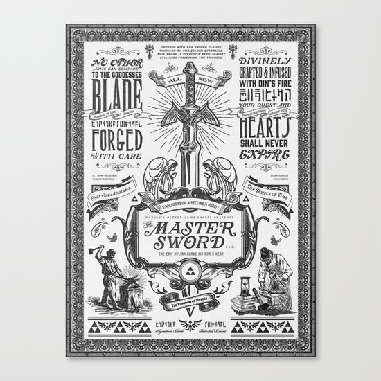 Legend of Zelda Vintage Master Sword Advertisement Canvas Print