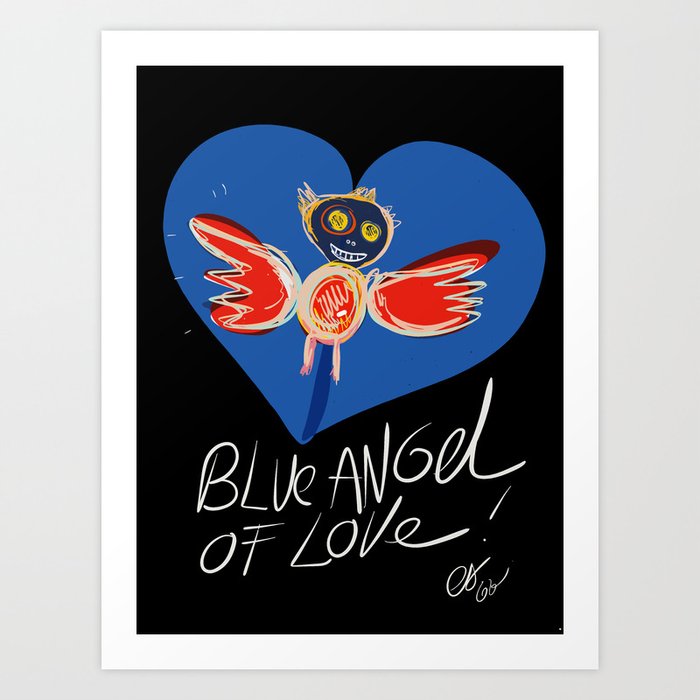 Blue Angel of Love Street Art Graffiti By Emmanuel Signorino © Art Print
