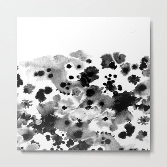Rania - abstract black and white minimal scandi painting pattern ink Metal Print