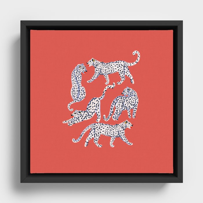 Fashionable white leopards  Framed Canvas