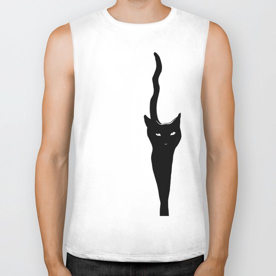 cat black Biker Tank