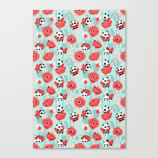 Poppy Pandas Canvas Print
