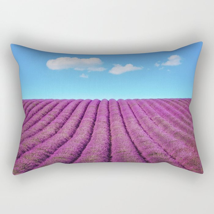 Lavender flowers field and surreal clouds. Provence Rectangular Pillow