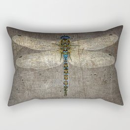 Dragonfly On Distressed Metallic Grey Background Rectangular Pillow
