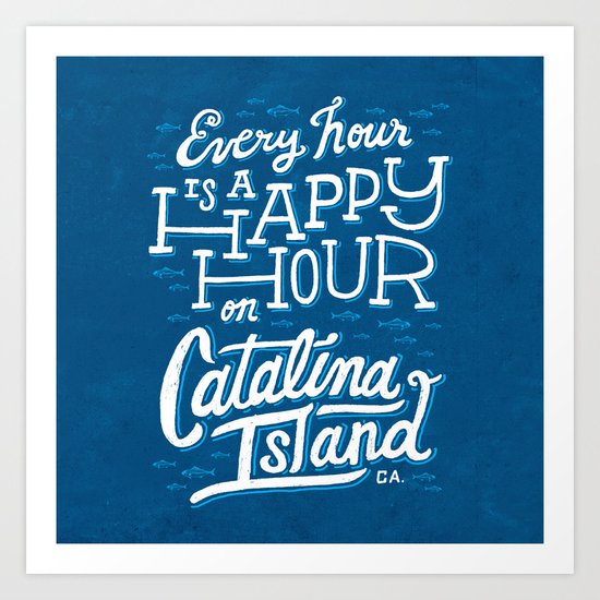 Every Hour is a Happy Hour Blue Art Print