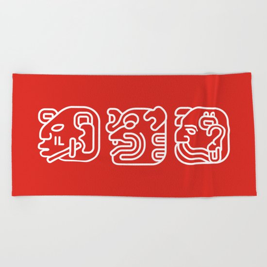 Mayan Glyphs ~ Heads Beach Towel