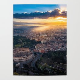 Daybreak above the Colosseum in Rome Poster