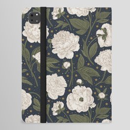 Starry Midnight Blooming Peonies Floral iPad Folio Case
