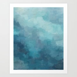 Diving in Deeper - Mint Aqua Turquoise Navy Blue Nautical Abstract Painting Modern Minimal Art Art Print