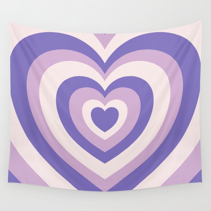Retro Hearts Pastel Purple Wall Tapestry