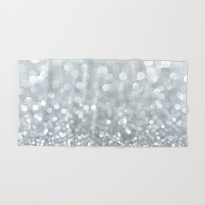 White Silver Glitter Sparkle Hand Bath Towel by Christyne