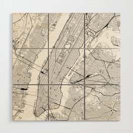 New York City White Map Wood Wall Art