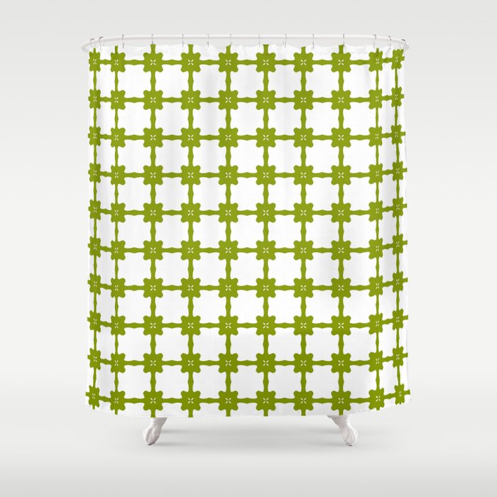 Minimalist Green Tiled Pattern Shower Curtain