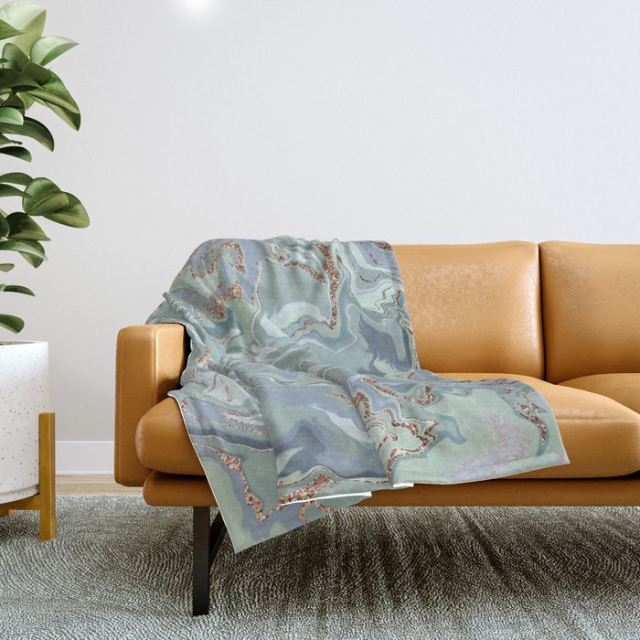 Abstract sea glass with glitter  Throw Blanket