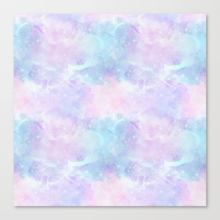 Pink Blue Pastel Galaxy Painting Canvas Print
