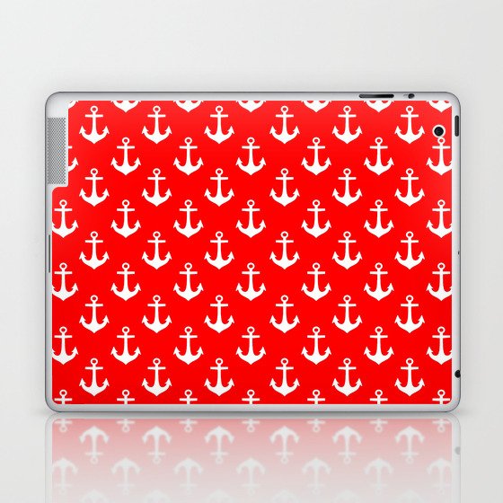 Anchors (White & Red Pattern) Laptop & iPad Skin