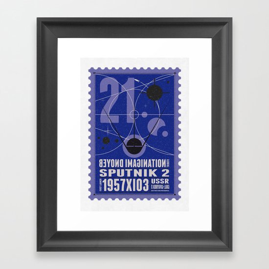 Beyond imagination: Sputnik 2 postage stamp Framed Art Print