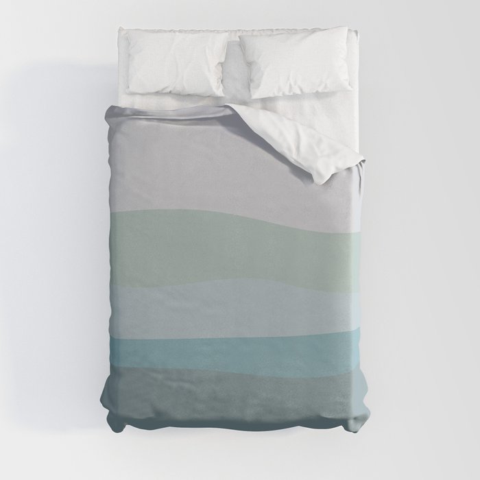 Calming Ocean Waves in Soft Dusty Pastels Duvet Cover