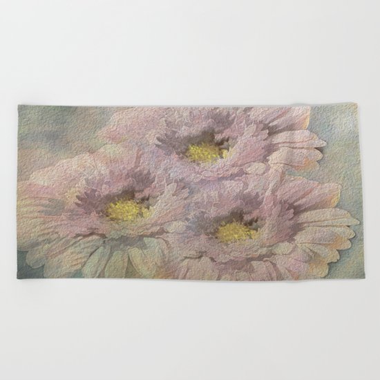 Soft Painted Daisies Abstract Beach Towel