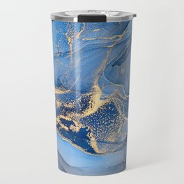 Denim Blue + Slate Abstract Storm Swirl Travel Mug
