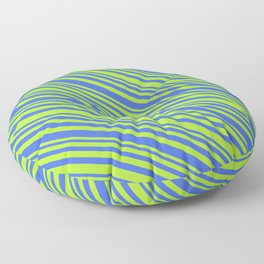 [ Thumbnail: Light Green & Royal Blue Colored Lines/Stripes Pattern Floor Pillow ]