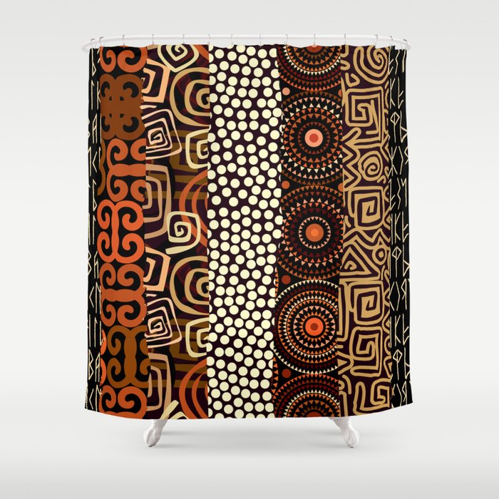 Geometric African Pattern Shower Curtain By Robincurtiss
