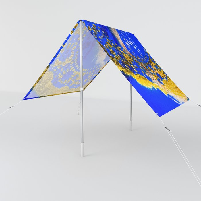 Royal Blue and Gold Abstract Lace Design Sun Shade