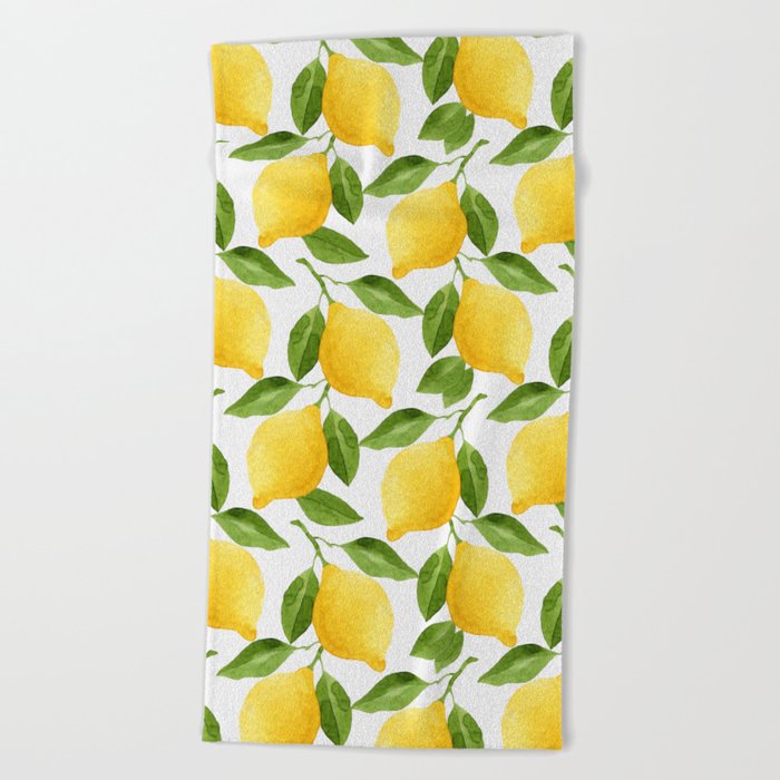 Watercolor Lemons Beach Towel
