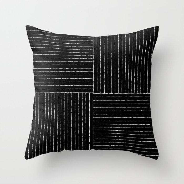 Lines III (Black) Throw Pillow