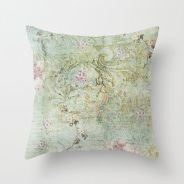 Vintage French Floral Wallpaper Throw Pillow