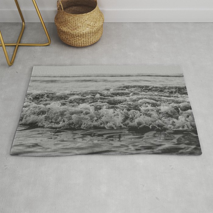 Black and White Pacific Ocean Waves Rug by Leah Flores Society6