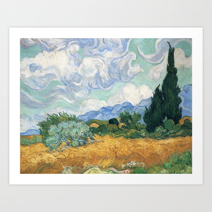 Van Gogh A Wheatfield With Cypresses Sept 1889 Art Print