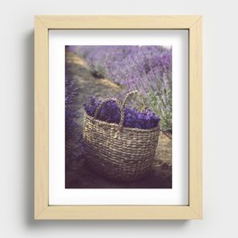 Basket of purple Tuscan lavender flowers and blossoms color portrait photograph / photography for dining room, kitchen, living room and home wall decor Recessed Framed Print
