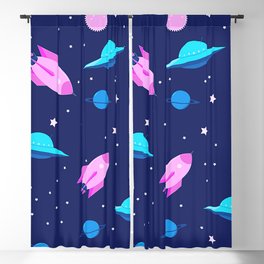 Mysterious Space And Space Objects Pattern Blackout Curtain