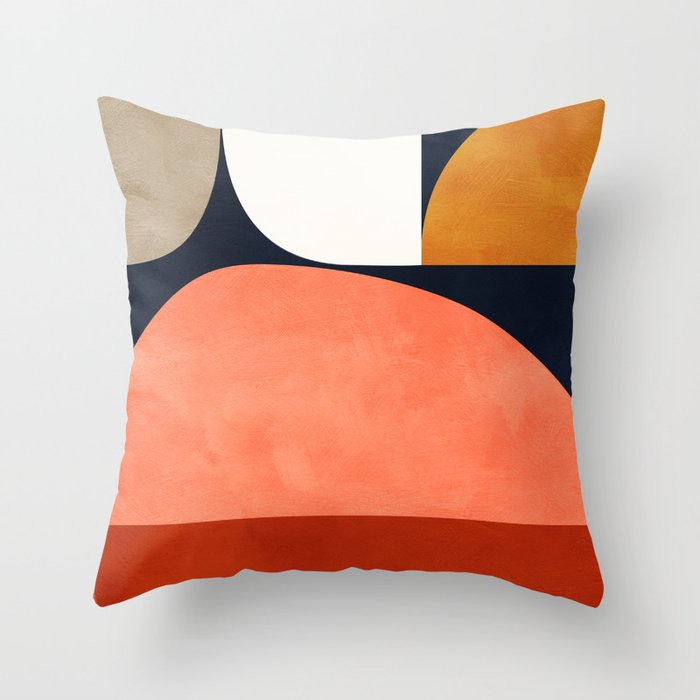mid century geoemtric abstract autumn 3 Throw Pillow