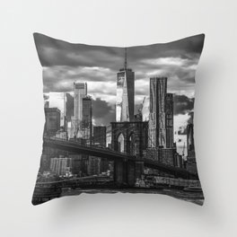 New York City black and white Throw Pillow