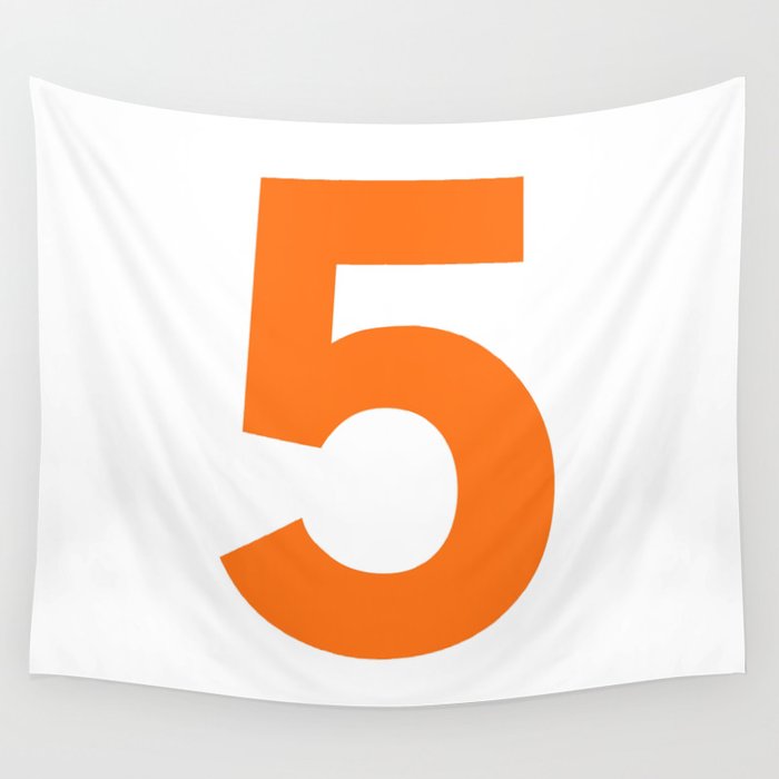 Number 5 (Orange & White) Wall Tapestry