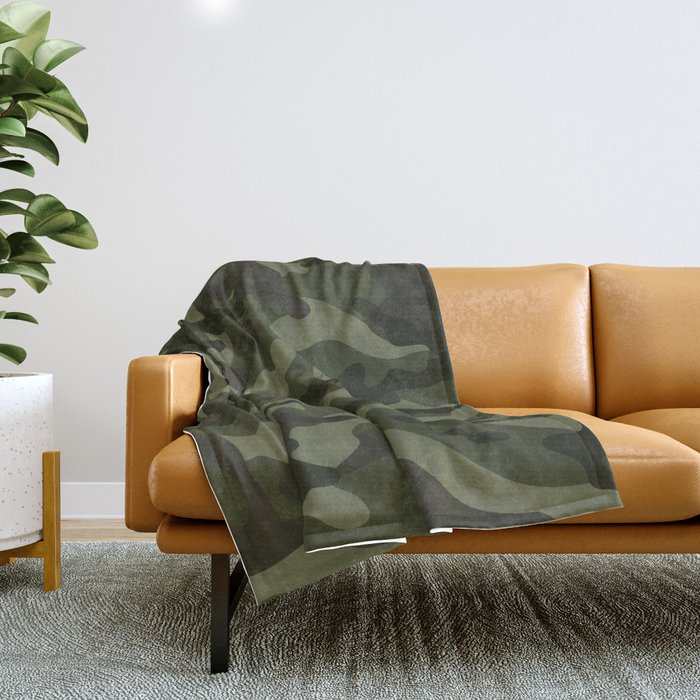 vintage military camouflage Throw Blanket