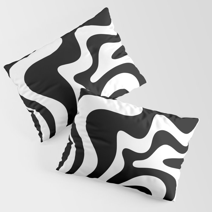Liquid Swirl Abstract Pattern in Black and White Pillow Sham